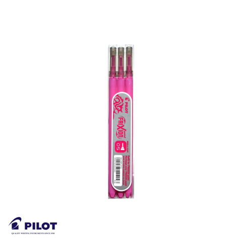 Birotica papetarie - Set 3 mine roller Pilot Frixion 0.5mm roz, rezerve cu cerneala termosensibila, pentru roller retractabil