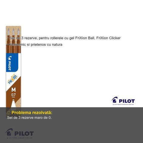 Set 3 mine roller Pilot FriXion, 0.7 mm, maro, rezerve termosensibile compatibile FriXion Ball si FriXion Clicker [2]