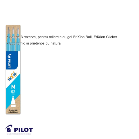 Set 3 mine roller Pilot FriXion 0.7mm albastru deschis, cerneala termosensibila, compatibile FriXion Ball si Clicker [2]