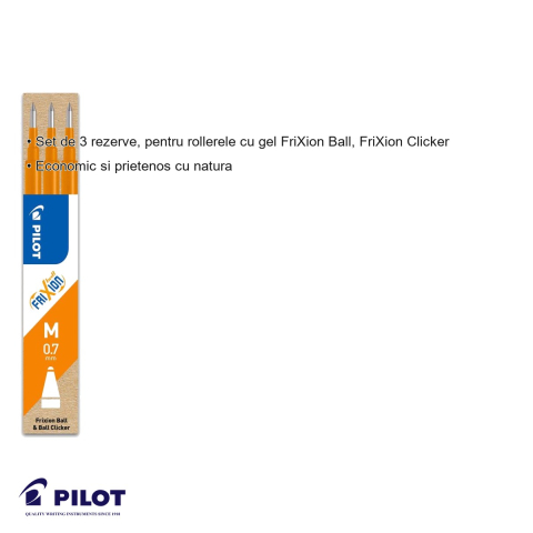 Set 3 mine roller Pilot FriXion 0.7mm, cerneala termosensibila portocalie, compatibile FriXion Ball si Clicker [2]