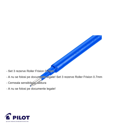 Set 3 mine roller Pilot Frixion 0.7mm mov, rezerve cu cerneala termosensibila, pentru stilouri roller [1]