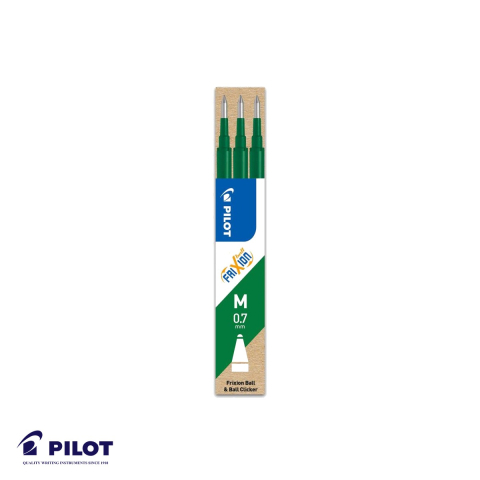 Birotica papetarie - Set 3 mine roller Pilot FriXion 0.7mm verde, cerneala termosensibila, pentru pix roller FriXion Ball
