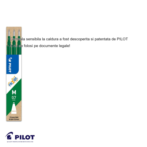 Set 3 mine roller Pilot FriXion 0.7mm verde, cerneala termosensibila, pentru pix roller FriXion Ball [2]
