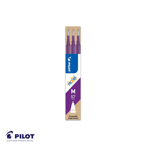 Birotica papetarie - Set 3 mine roller Pilot FriXion, 0.7mm violet, rezerve compatibile FriXion Ball si FriXion Clicker