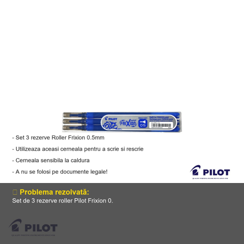 Set 3 mine roller Pilot Frixion Ball 0.5 mm albastru, cerneala termosensibila, pentru scris si corectat [1]