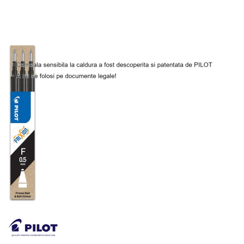 Set 3 mine roller Pilot Frixion Ball 0.5mm negru, cerneala termosensibila, rezebile compatibile [2]