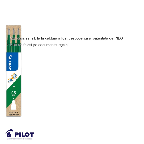Set 3 mine roller Pilot Frixion Ball 0.5mm verde, cerneala termosensibila, rezerve compatibile roller Frixion [2]