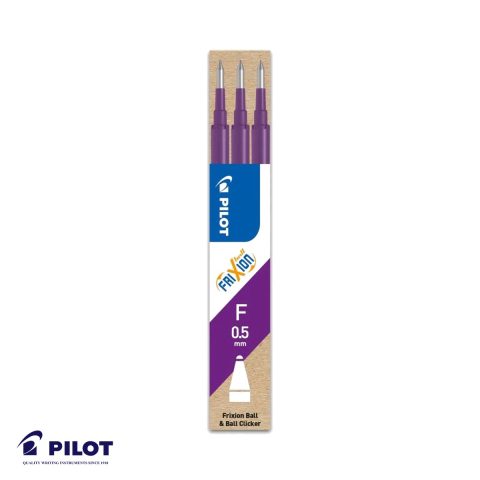 Birotica papetarie - Set 3 mine roller Pilot Frixion Ball 0.5mm violet, cerneala termosensibila, editabile