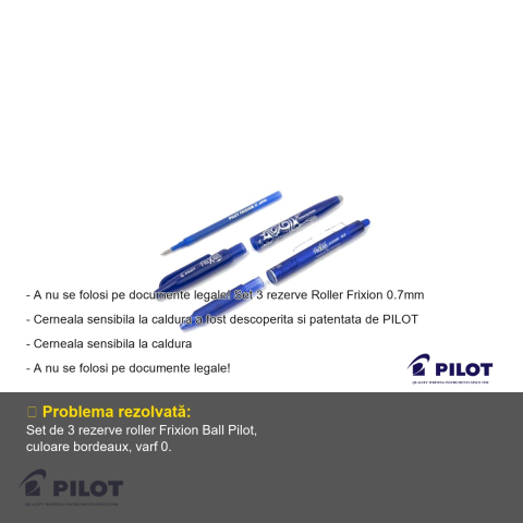 Set 3 mine roller Pilot Frixion Ball 0.7mm bordeaux, cerneala termosensibila, editabila [1]