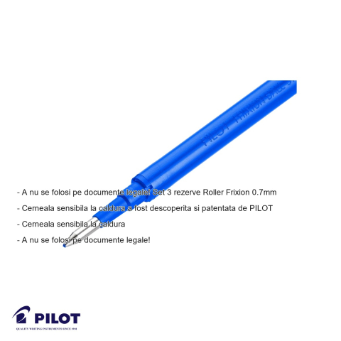 Set 3 mine roller Pilot Frixion Ball 0.7mm negre, cerneala termosensibila, rezerve pentru roller [1]