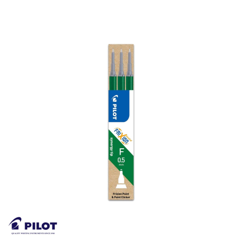 Birotica papetarie - Set 3 mine roller Pilot Frixion Point 0.5mm verde, cerneala termosensibila, pentru scris si corectat