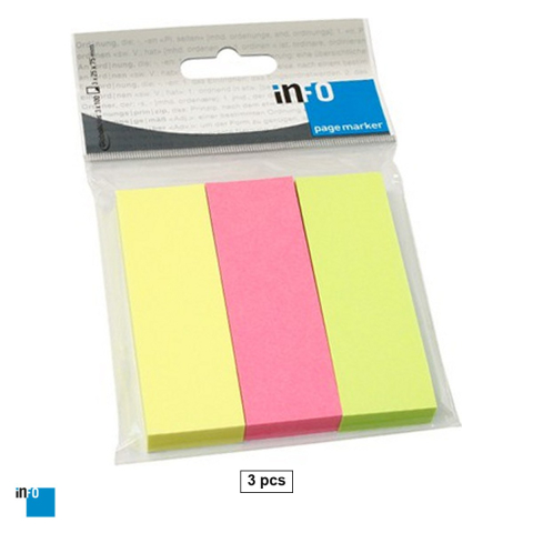 Birotica papetarie - Set 3 notesuri adezive inFO, 25x75 mm, 100 file, multicolor