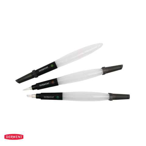 Set 3 pensule cu rezervor de apa Derwent, 2 cu varf rotund si 1 cu varf tesit [4]