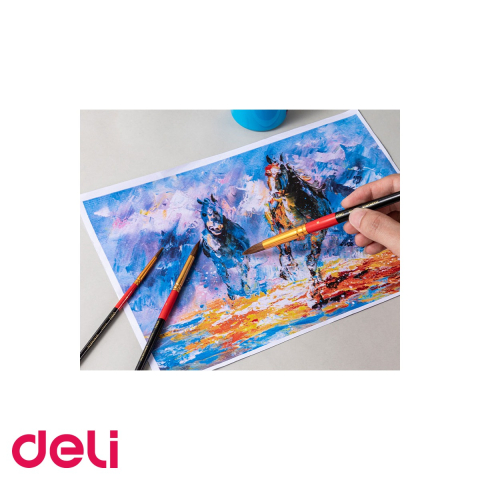Set 3 pensule Deli par natural de ponei, varfuri rotunde nr 2, 5, 8, pentru pictura acrilica, acuarela si ulei [3]