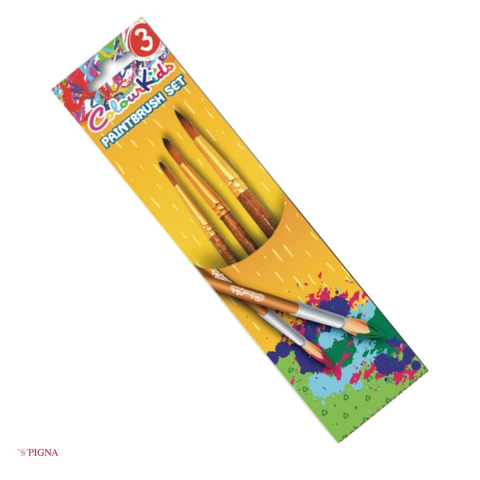 Pensule - Set 3 pensule Pigna Colour Kids, cu varf rotund, ascutit nr 3/7/11