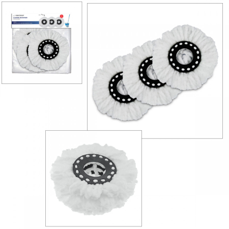 Set 3 rezerve de curatare pentru mop rotativ, Esperanza 96483, diametru inel interior 13.5 cm, lungime microfibra 9 cm, reutilizabile [2]