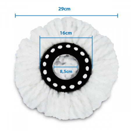 Set 3 rezerve de curatare pentru mop rotativ, Esperanza 96485, diametru inel interior 16 cm, lungime microfibra 9 cm, reutilizabile [1]