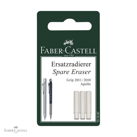 Corectoare si radiere - Set 3 rezerve radiera Faber-Castell Grip 2011, compatibile cu creioane mecanice Grip si Apollo