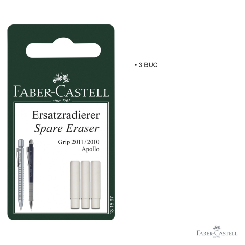 Set 3 rezerve radiera Faber-Castell Grip 2011, compatibile cu creioane mecanice Grip si Apollo [2]