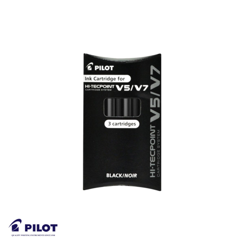 Birotica papetarie - Set 3 rezerve roller Pilot Hi-Tecpoint V5/V7, cerneala lichida neagra, compatibile rollere reincarcabile