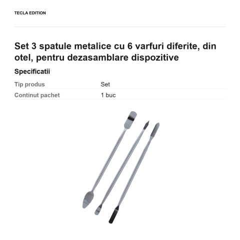 Set 3 spatule metalice cu 6 varfuri diferite, din otel, pentru dezasamblare dispozitive [2]
