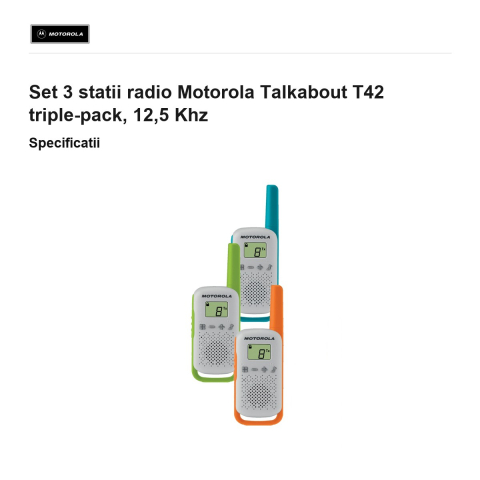 Set 3 statii radio Motorola Talkabout T42 triple-pack, 12,5 Khz [2]