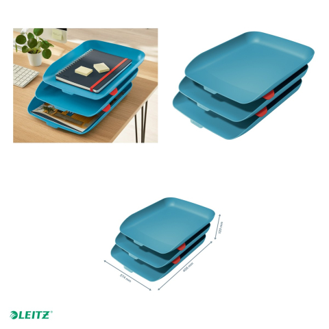 Set 3 tavite documente Leitz Cosy, PS, A4, albastru Celest [3]
