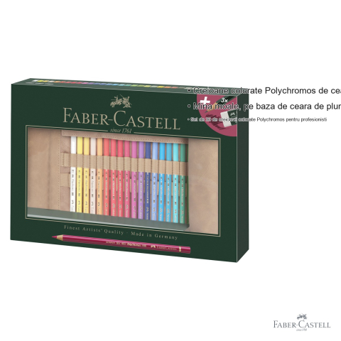 Set 30 creioane colorate Faber-Castell Polychromos + 3 creioane grafit Castell 9000, calitate profesionala pentru artisti [2]