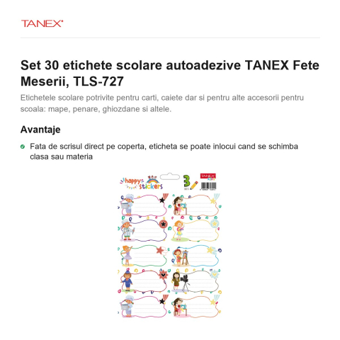 Set 30 etichete scolare autoadezive TANEX Fete Meserii, TLS-727 [1]