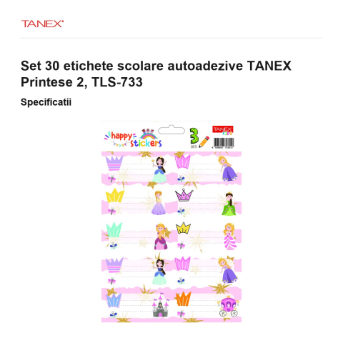Set 30 etichete scolare autoadezive TANEX Printese 2, TLS-733 [2]