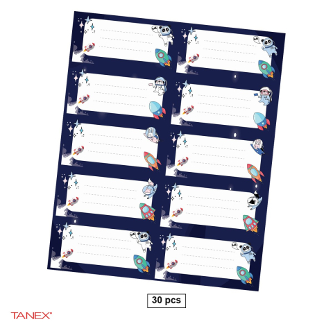 Birotica papetarie - Set 30 etichete scolare autoadezive TANEX Rachete, TLS-748
