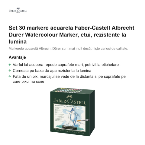 Set 30 markere acuarela Faber-Castell Albrecht Durer Watercolour Marker, etui, rezistente la lumina [1]