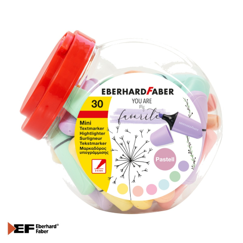 Evidentiatoare textmarker - Set 30 textmarkere mini pastel Eberhard Faber, culori superfluorescente, pentru scola si birou