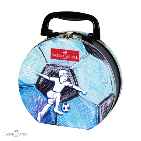 Set 33 carioci Connector Faber-Castell, cutie metalica minge de fotbal, culori intense pentru copii [0]