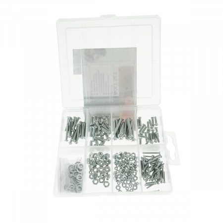 Elemente prindere - Set 330 suruburi, piulite si saibe, K-SC1 30447, din otel galvanizat, in organizator cu capac snap-on
