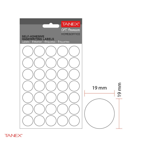 Set 3500 etichete autoadezive rotunde Tanex, diametru 19 mm, 10 seturi, albe [3]