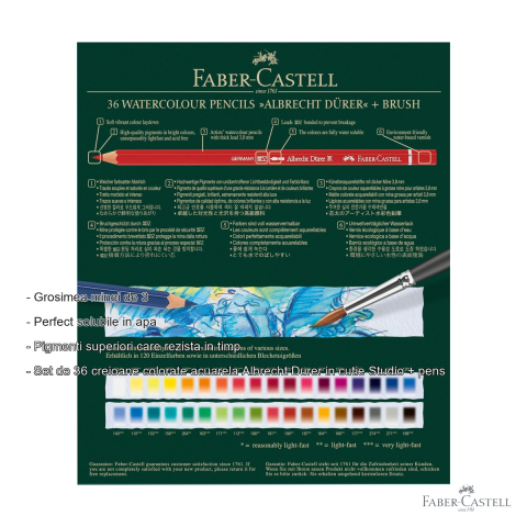 Set 36 creioane colorate acuarela Faber-Castell Albrecht Durer Studio cu pensula inclusa [1]