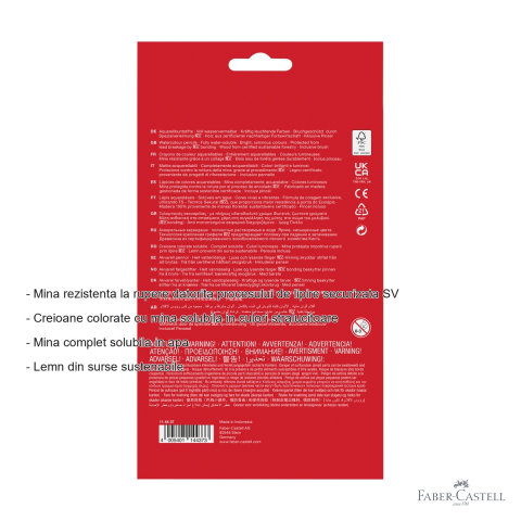Set 36 creioane colorate acuarela Faber-Castell cu pensula inclusa, mina solubila in apa, pentru desen si pictura [1]