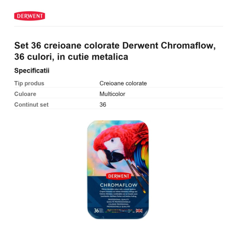 Set 36 creioane colorate Derwent Chromaflow, 36 culori, in cutie metalica [2]