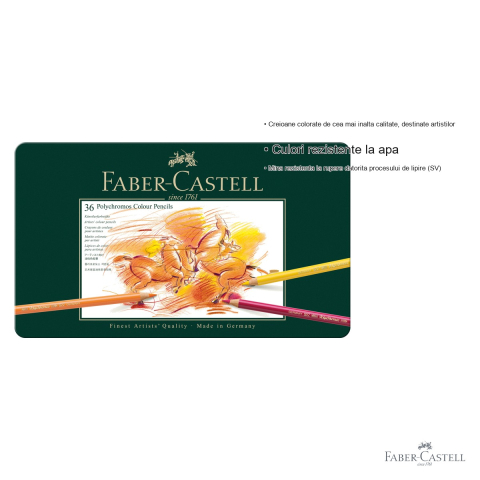 Set 36 creioane colorate Faber-Castell Polychromos, mina groasa 3.8 mm, pentru artisti profesionisti [2]