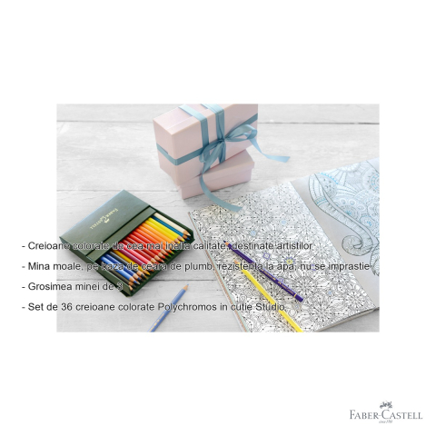 Set 36 creioane colorate Faber-Castell Polychromos Studio, mina pe baza de ceara, pentru artisti profesionisti [1]