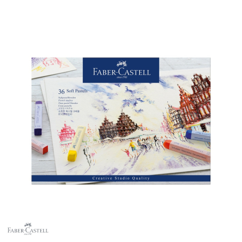 Creioane pastel soft - Set 36 creioane pastel soft Faber-Castell, culori vibrante, pentru desen artistic pe hartie