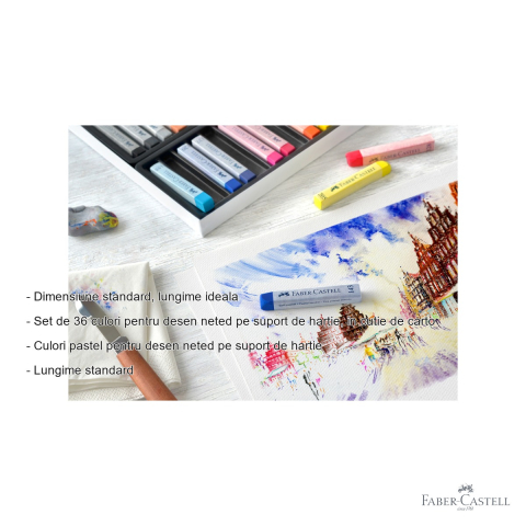 Set 36 creioane pastel soft Faber-Castell, culori vibrante, pentru desen artistic pe hartie [1]