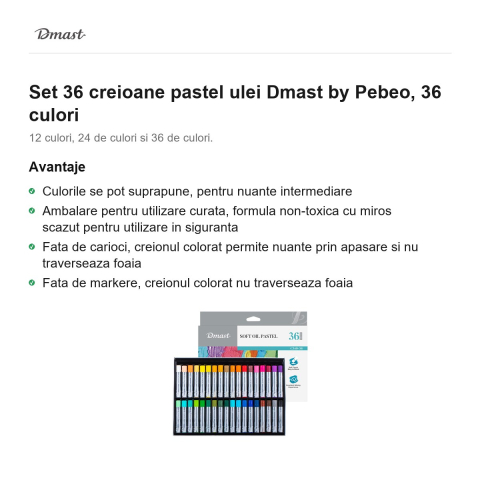 Set 36 creioane pastel ulei Dmast by Pebeo, 36 culori [1]