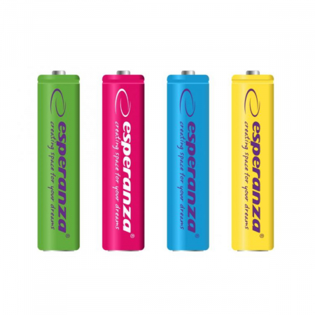 Acumulator R6 / AA - Set 4 acumulatori AA (R6) Esperanza 92344, 2000mAh, Ni-MH, 1.2V, reincarcabili, colorati