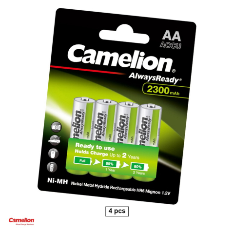 Energy - Set 4 acumulatori Ni-MH AA HR6 Camelion AlwaysReady NH-AA2300AR-BP4, 2300 mAh, 1.2 V, preincarcati, 14.5 x 50.5 mm, in blister
