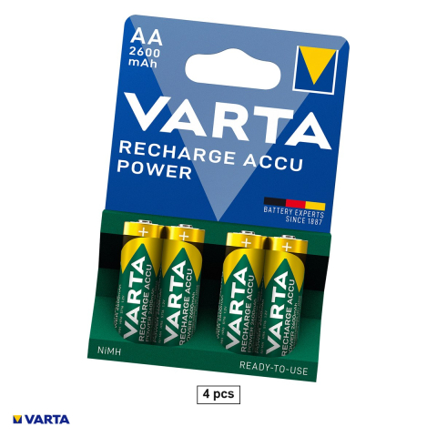 Energy - Set 4 acumulatori Ni-MH AA HR6 VARTA Recharge Accu Power 5716, 2600 mAh, 1.2 V, preincarcati, 14.5 x 50.5 mm, in blister
