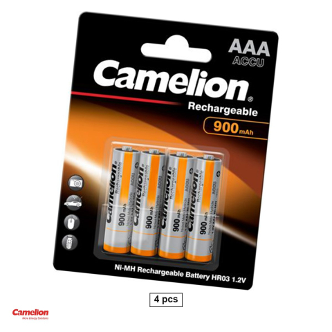 Energy - Set 4 acumulatori Ni-MH AAA HR03 Camelion, 900 mAh, 1.2 V, preincarcati, 10.5 x 44.5 mm, in blister