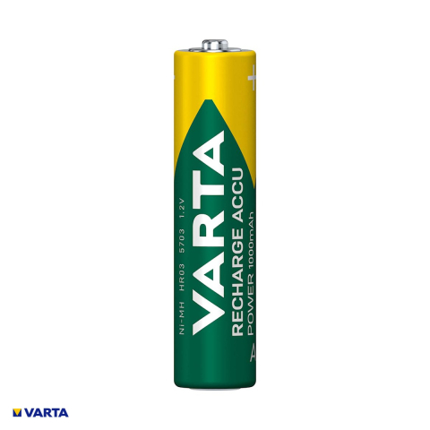 Set 4 acumulatori Ni-MH AAA HR03 VARTA Recharge Accu Power 5703, 1000 mAh, 1.2 V, preincarcati, 10.5 x 44.5 mm, in blister [3]