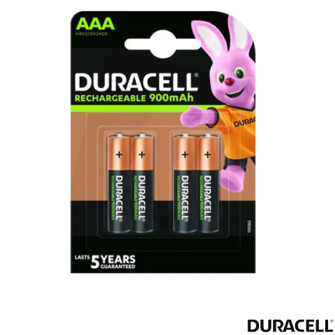 Acumulator R3 / AAA - Set 4 Baterii Acumulatori Duracell AAA, Reincarcabile, Pre-incarcate, 900 mAh, pentru Dispozitive Electronice de Uz Zilnic, Gata de Utilizare